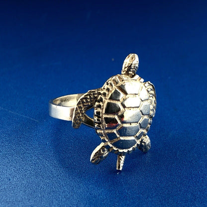 Designer Sterling Silver 925 Swimming Sea Turtle Movable Fashion Ring