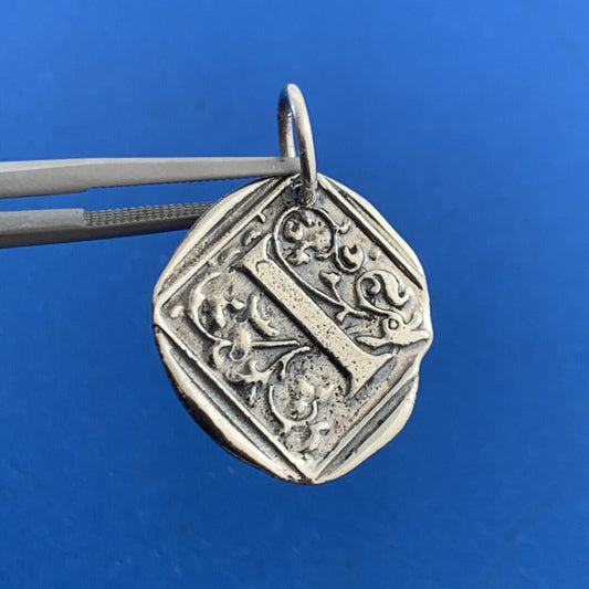 Waxing Poetic 925 Sterling Silver Monogram Initial Insignia I Bracelet Charm