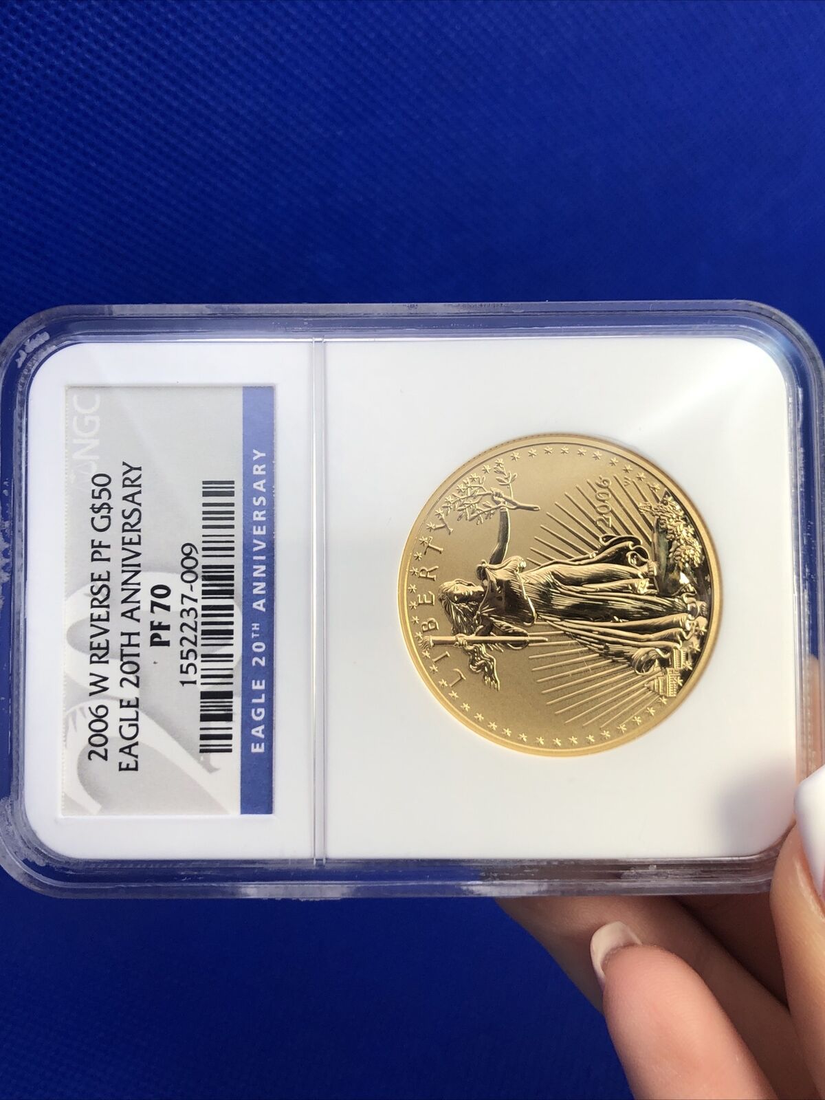 2006 W $50 American Eagle 1 Oz Gold Reverse Proof 20 Anniversary NGC PF70 Coin