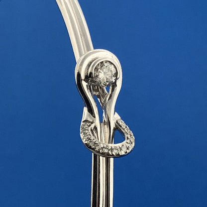 Designer Sterling Silver 925 Diamond Hook On Bangle Buckle Cuff Bracelet