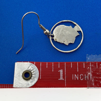 Estate Silver Tone Copper Nickel Roosevelt Dime Cutout Dangle Drop Earrings