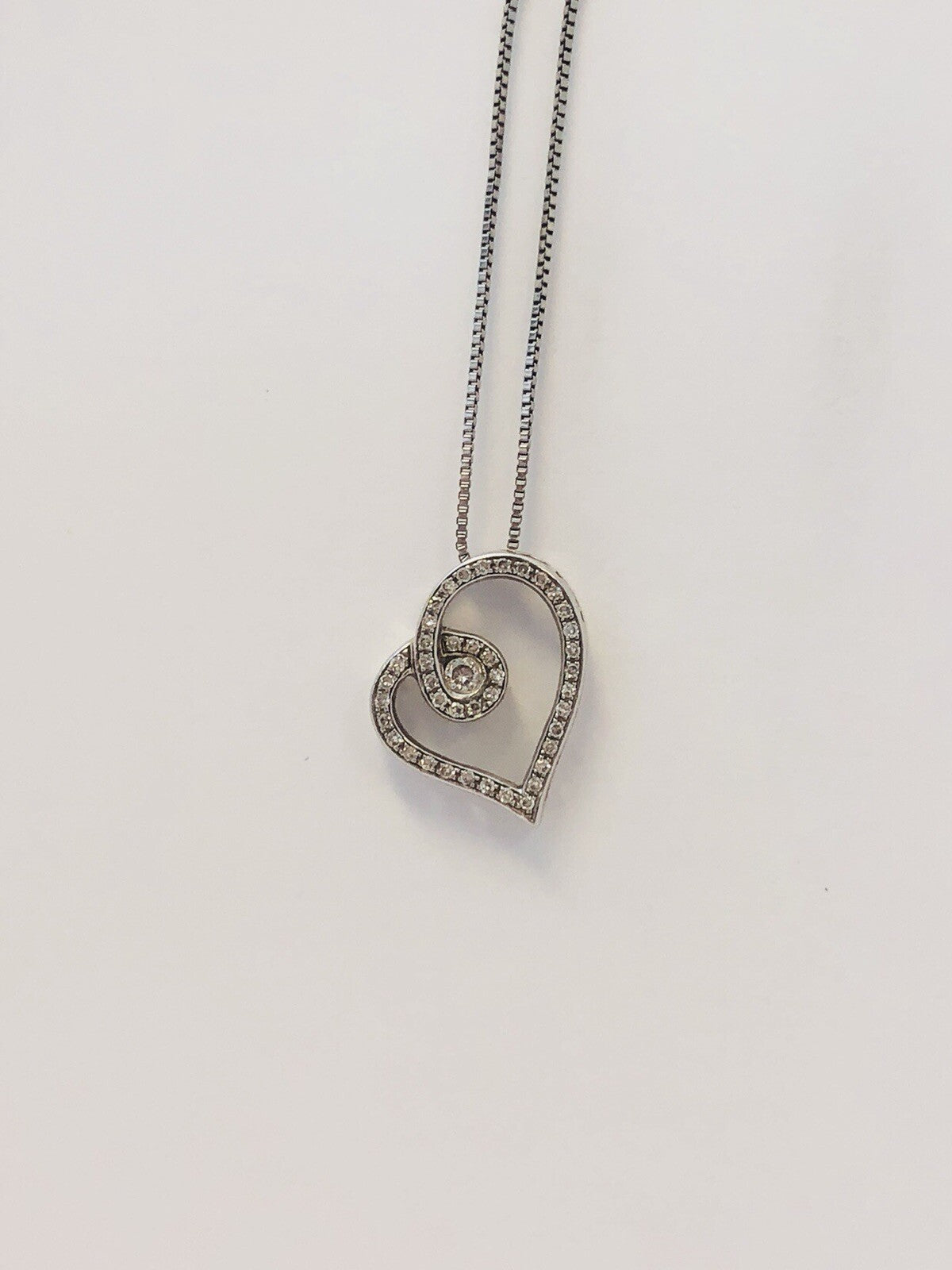 Designer 925 Sterling Silver Diamond Heart Pendant Eternal Love Bridal Necklace