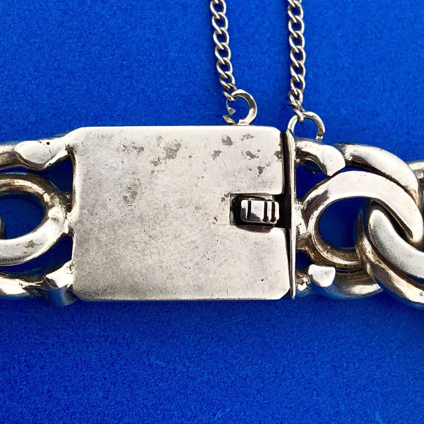 Vintage 900 Silver Hecho En Mexico Taxco Double Rolo Cable Statement Bracelet