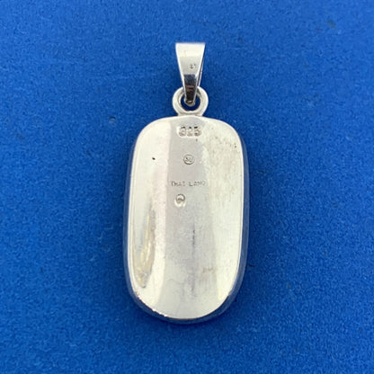 Designer 925 Sterling Silver Multicolor Mother Of Pearl Inlay Oval Drop Pendant