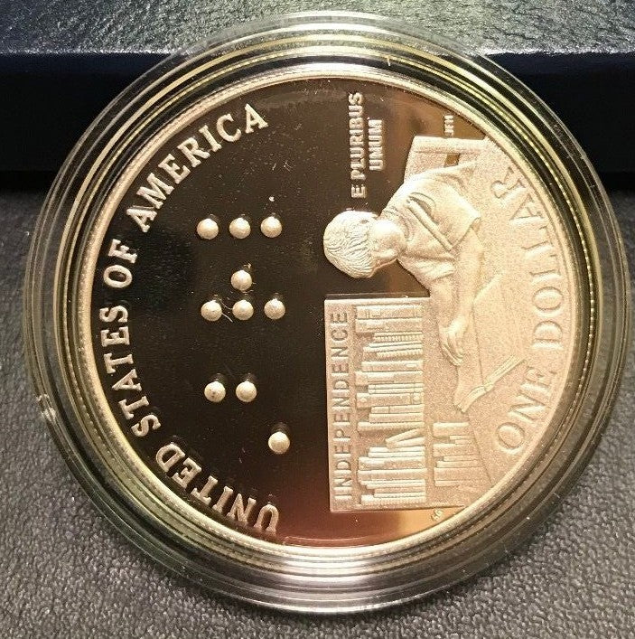 2009 P Louis Braille Bicentennial Commemorative Proof Silver Dollar $1