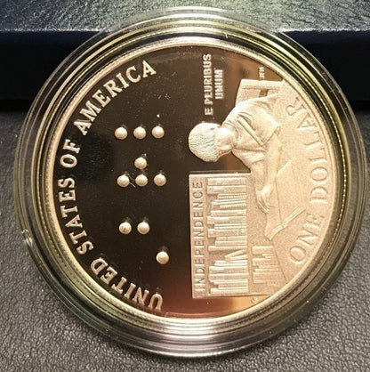 2009 P Louis Braille Bicentennial Commemorative Proof Silver Dollar $1