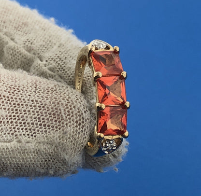 Designer Canada Sterling Silver 925 Princess Trio Citrine Diamond Accent Ring