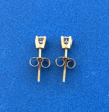 Estate 14K Yellow Gold Diamond April Anniversary Starter Stud Earrings