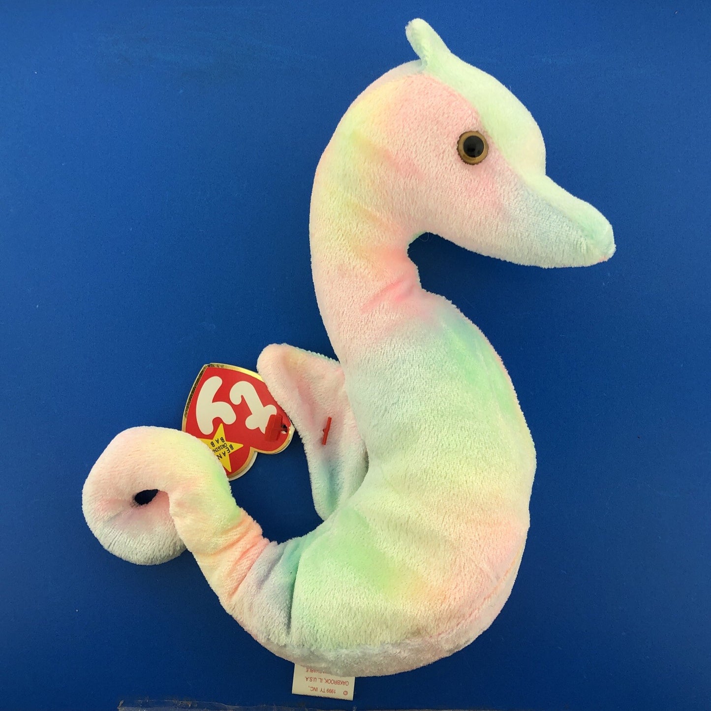 1999 TY Beanie Baby Neon The Seahorse DOB 04-18-1999 Rare Tag Error Mint - 4239