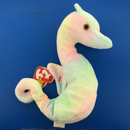 1999 TY Beanie Baby Neon The Seahorse DOB 04-18-1999 Rare Tag Error Mint - 4239