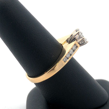 Designer IKS 14K Yellow Gold Diamond Floral Cluster Engagement Anniversary Ring