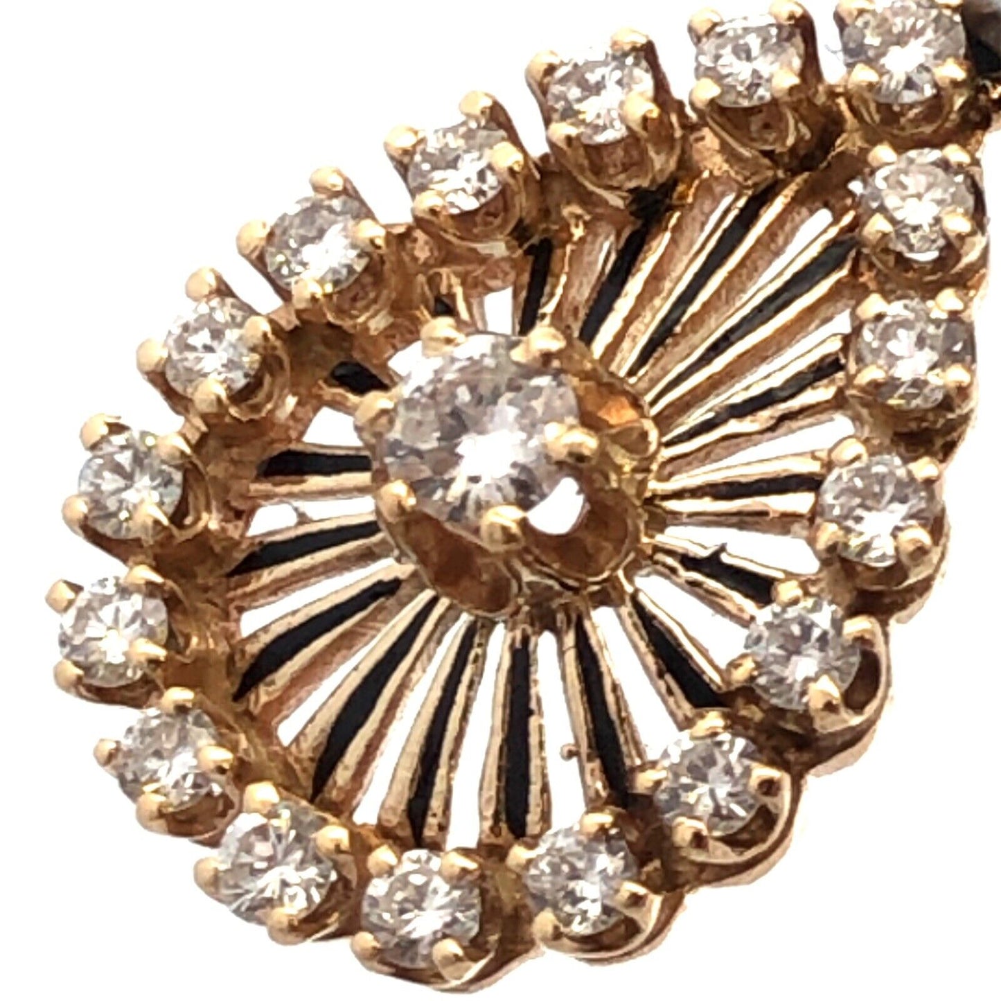 Estate 14K Yellow Gold Round Diamond Teardrop Pendant