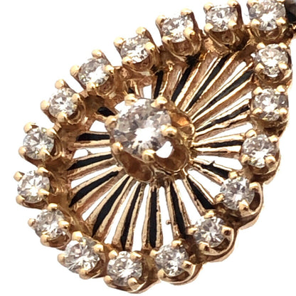 Estate 14K Yellow Gold Round Diamond Teardrop Pendant