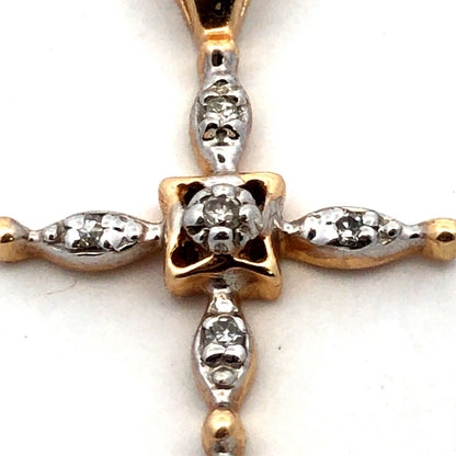 Designer AV 14K Yellow Gold Round Diamond Religious Communion Cross Pendant