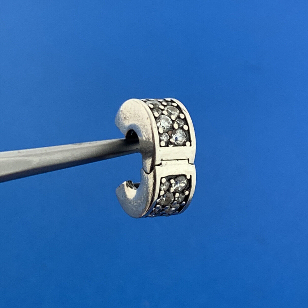 Authentic PANDORA 925 Sterling Silver CZ Sparkling Elegance Bracelet Clip Charm