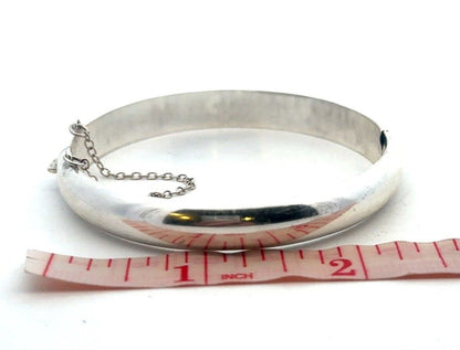 Estate 925 Sterling Silver Polished Hinged Cuff Bangle Bracelet