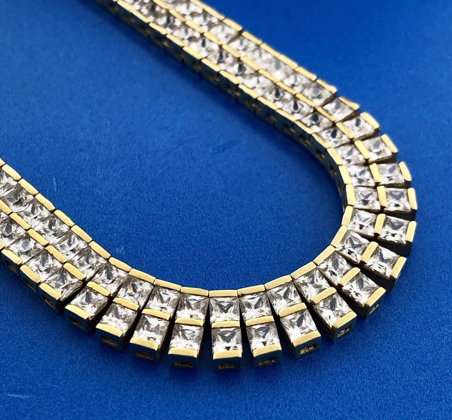 Vermeil Sterling Silver 925 Cubic Zirconia CZ Statement Collar Choker Necklace
