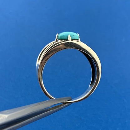 Designer DK Sterling Silver 925 Cabochon Square Blue Turquoise Ring Size 10