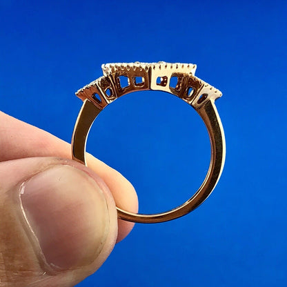 10k Rose Gold Champagne Diamond Ring with White Diamond Halo 9SQ