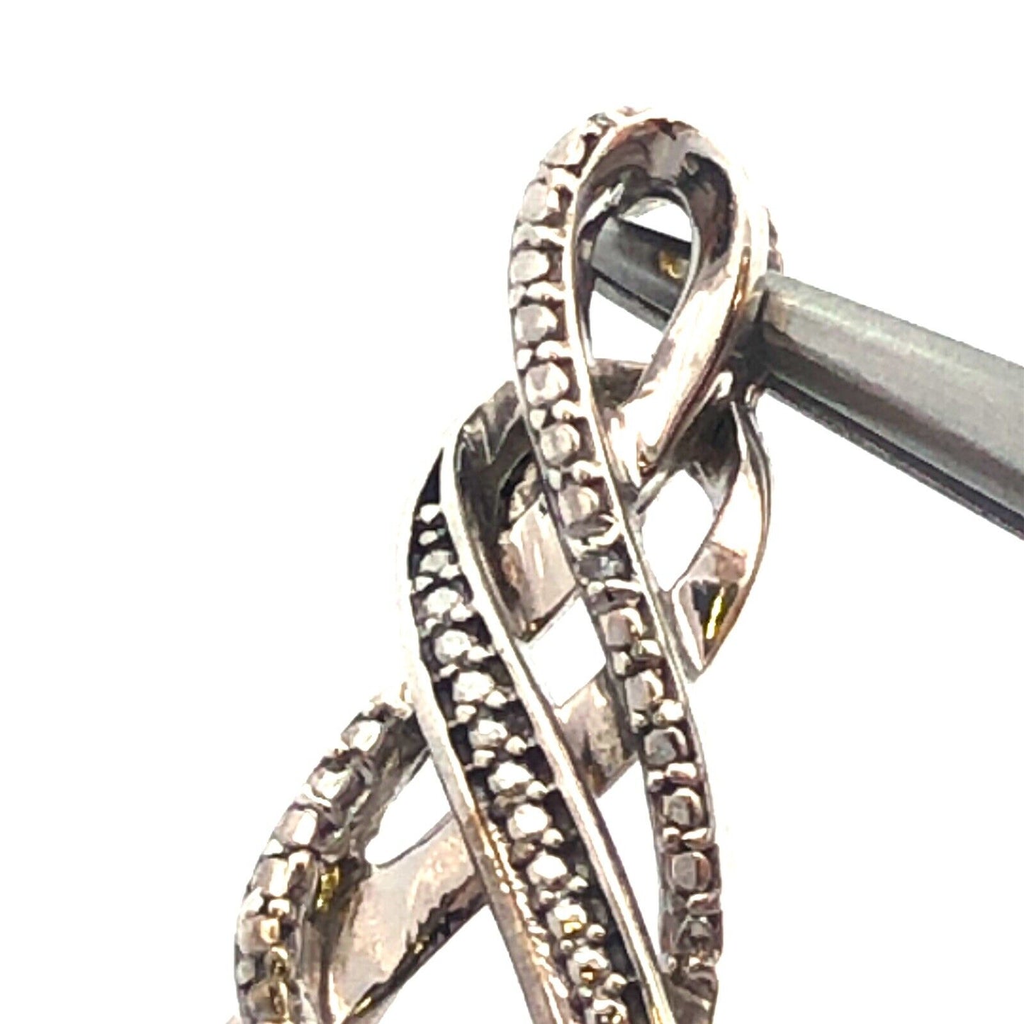 Designer 925 Sterling Silver Round Diamond Swirl Infinity Anniversary Pendant