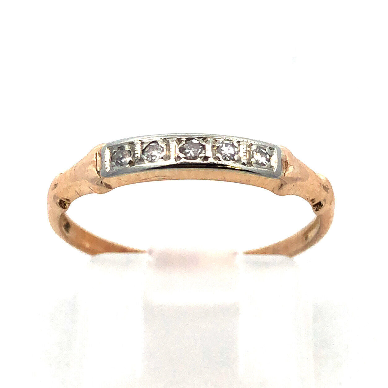 Estate 14K Yellow Gold Round Diamond Stackable Anniversary Band Ring
