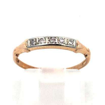 Estate 14K Yellow Gold Round Diamond Stackable Anniversary Band Ring