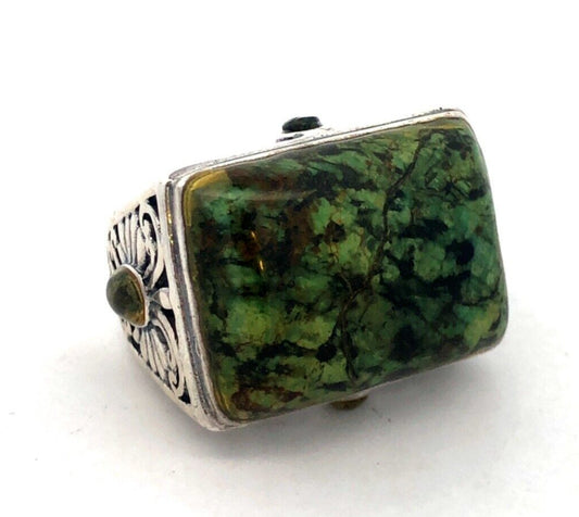 Vintage CFJ Sterling Silver Rectangle Maw Sit Sit Butterfly Statement Ring