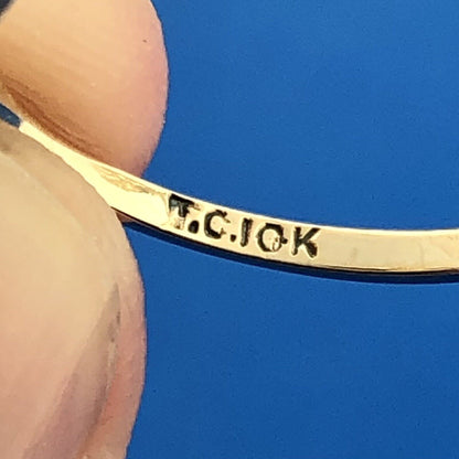 Retro TCI 10K Yellow Gold Oval Citrine Diamond Accent November Anniversary Ring