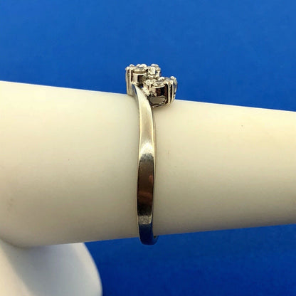 Modernist 14K White Gold Diamond Cluster Engagement Anniversary Bypass Ring