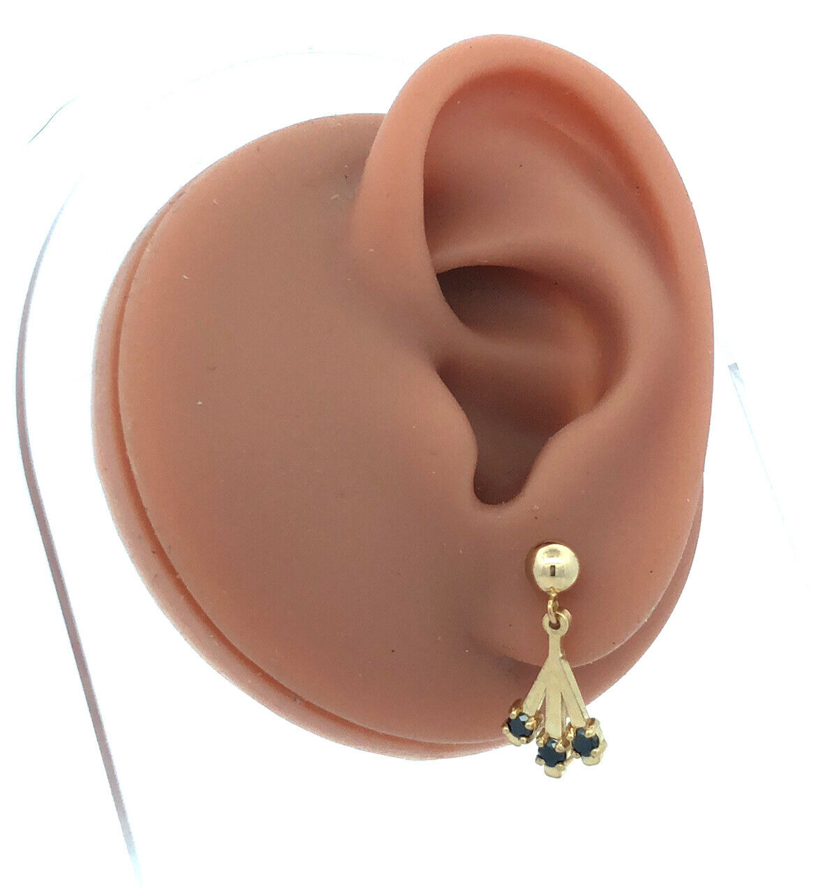 Designer 14K Yellow Gold Blue Sapphire Drop Dangle Stud Earrings