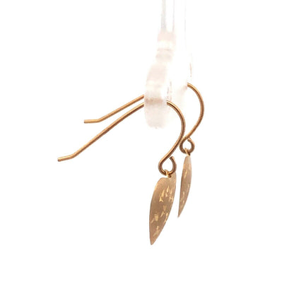 Designer JCM 14K Yellow Gold Textured Heart Love Hook Dangle Earrings