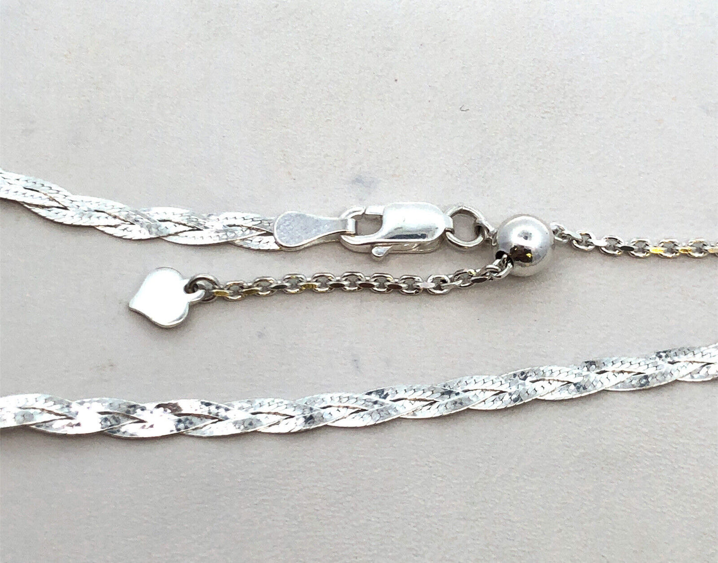 Designer 925 Sterling Silver Flat Herringbone Braided Chain Necklace