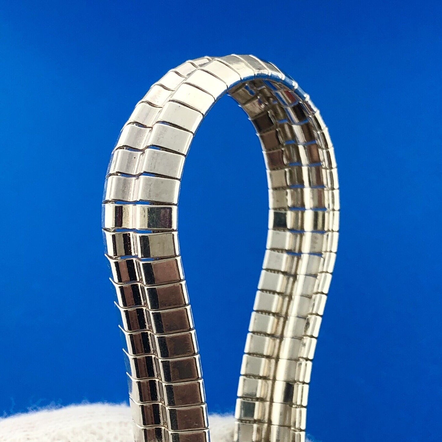 Designer Milor Italy 925 Sterling Silver Textured Snake Flex Band Bracelet