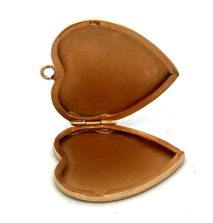 Designer HFB 14K Yellow Gold Engraved Heart Love Picture Locket Pendant
