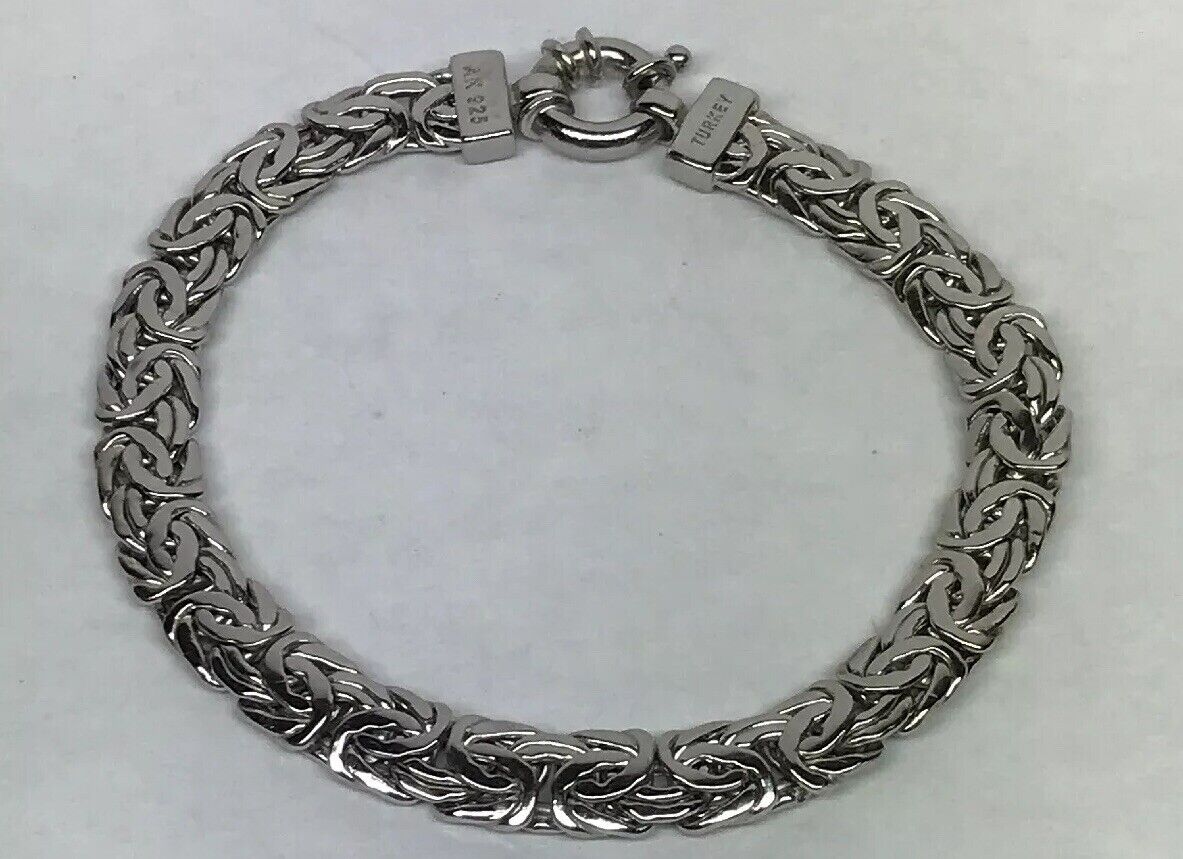 Designer Atasay Kuyumculuk AK Turkey Sterling Silver Byzantine Link Bracelet