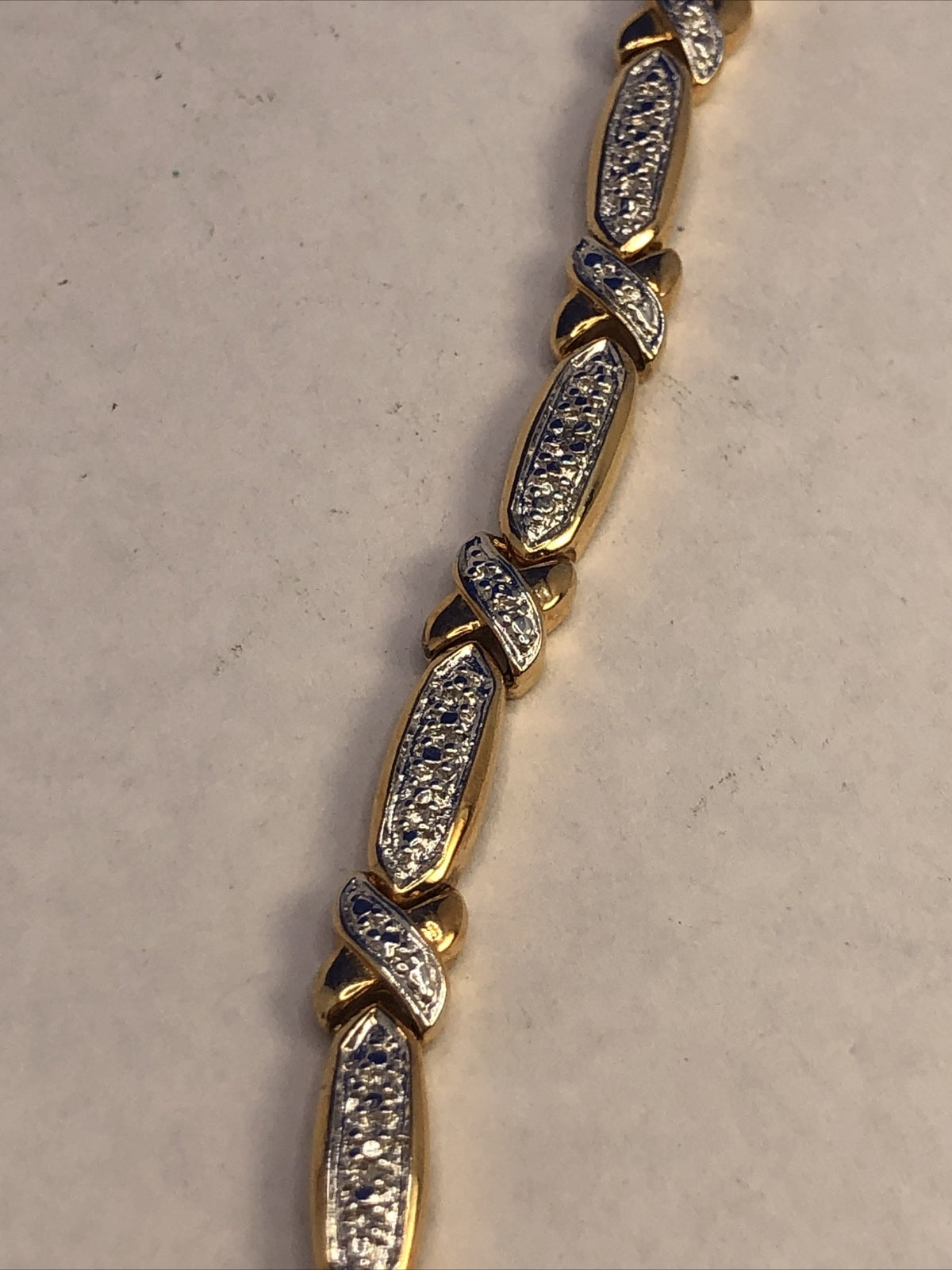 Designer 925 Sterling Silver Vermeil Two Tone Diamond Tennis Bracelet