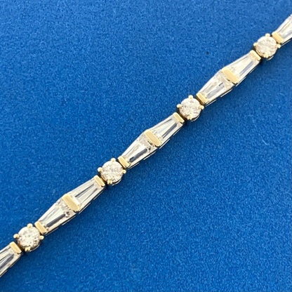 14K Yellow Gold Diamonique Brand Cubic Zirconia CZ Statement Tennis Bracelet