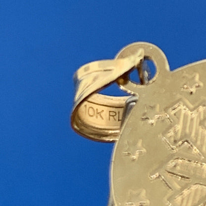 Designer RL 10K Yellow Gold Miraculos Medal Petite Charm Pendant