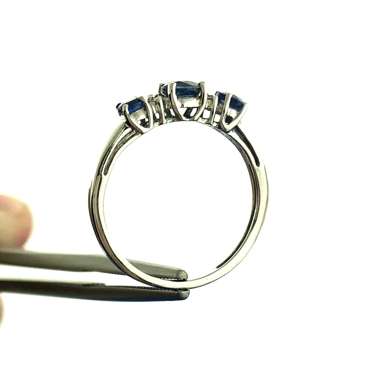 14K White Gold Sapphire Diamond September Anniversary Occasion Stackable Ring