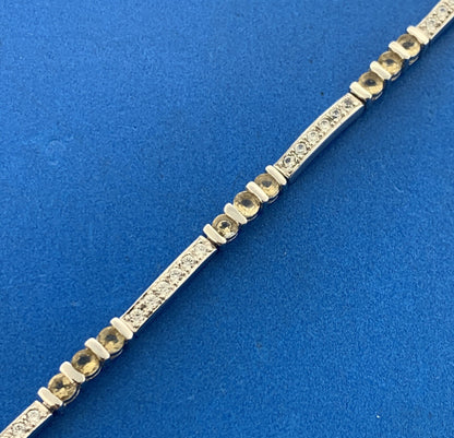 Designer 925 Sterling Silver Citrine Diamond November Occasion Tennis Bracelet