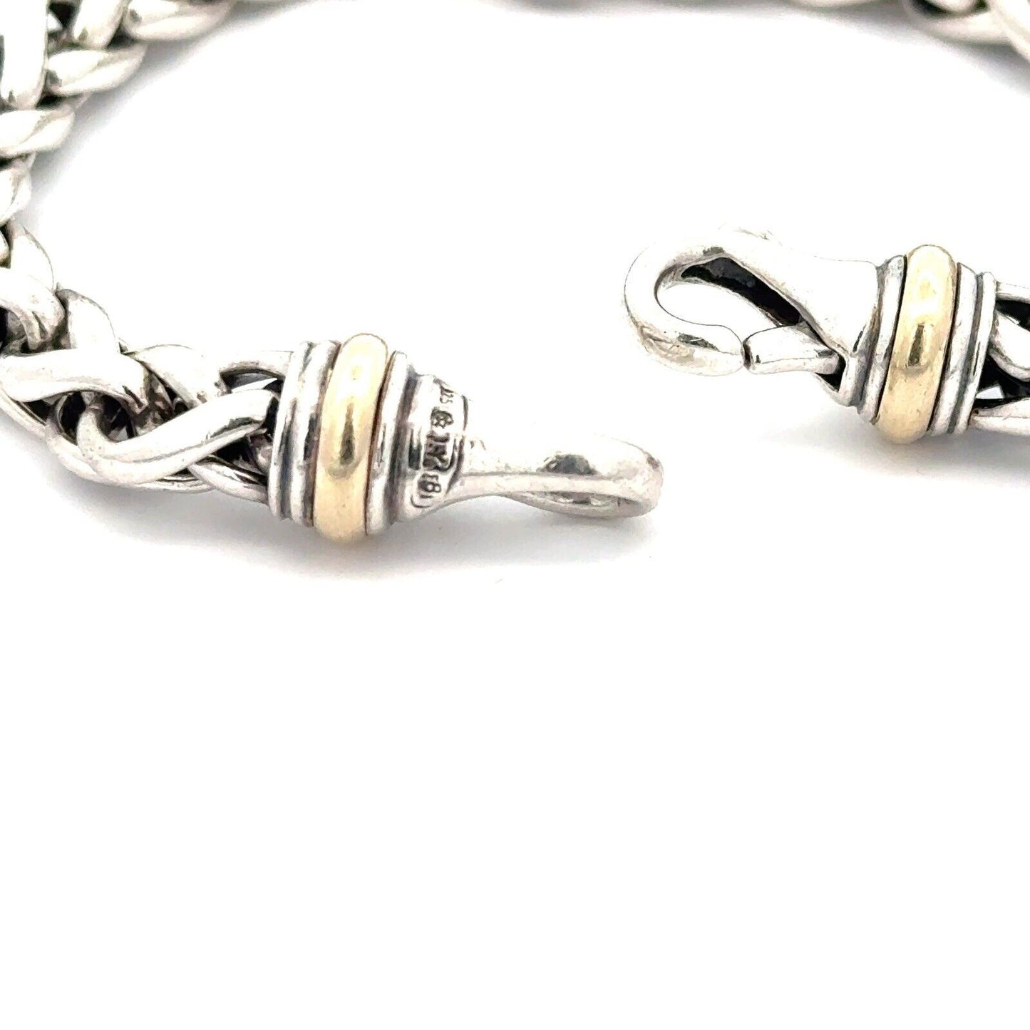 David Yurman 925 Sterling Silver 18K Yellow Gold Cable Classics Chain Bracelet