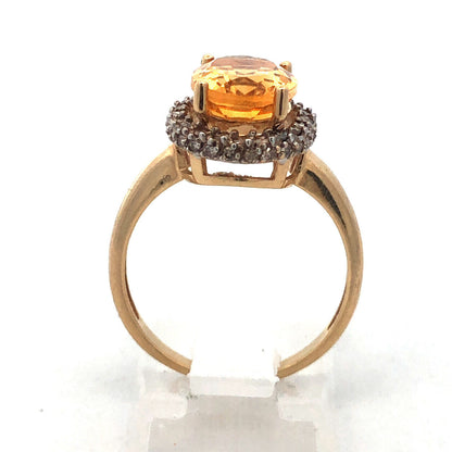 Stunning 14k Yellow Gold Citrine Diamond Halo Ring