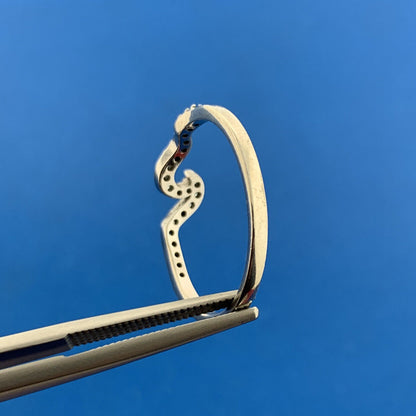 Designer 925 Sterling Silver Round Blue Topaz Wave Stackable Band Ring