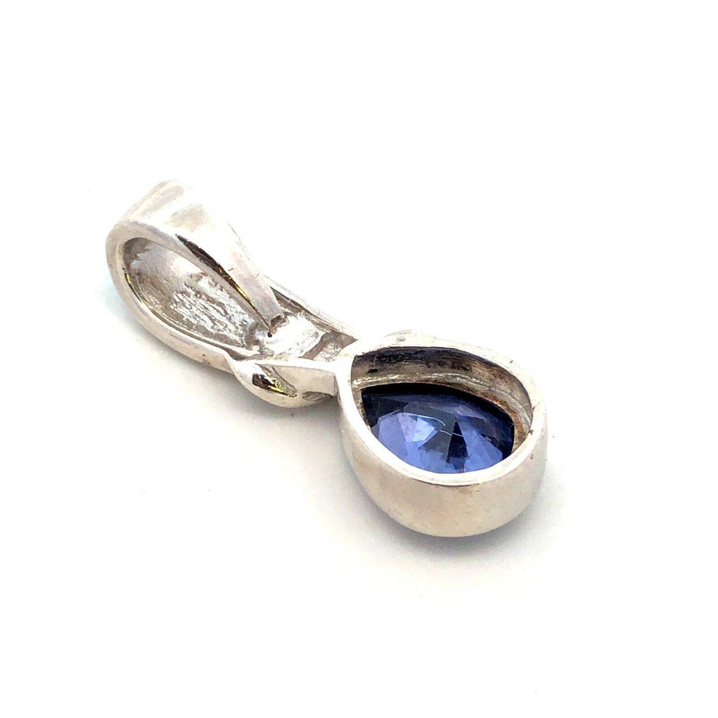 Designer 925 Sterling Silver Pear Tanzanite Opal Inlay Modernist Drop Pendant