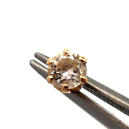 Designer DDC 14K Yellow Gold Round Cubic Zirconia CZ Solitaire Stud Earrings