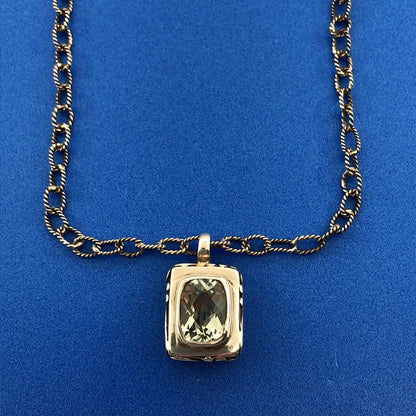 Sara Blaine Sterling Silver 925 Signature Lace Green Amethyst Designer Necklace