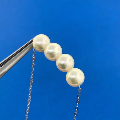 Designer 14K Yellow Gold Pearl Quartet Station Necklace