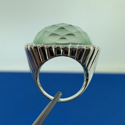 Paola Valentini Italy Sterling Silver 925 Faceted Green Amazonite Doublet Ring