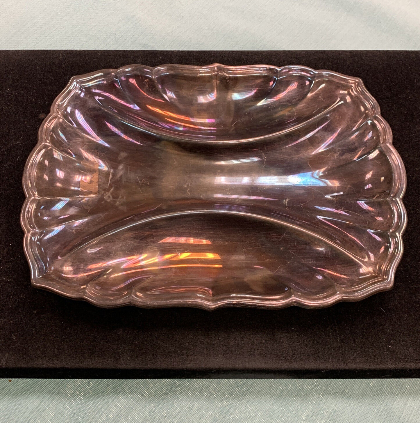 Reed Barton Silverplate Chippendale 66 Three Part Relish Serving Holloware Dish