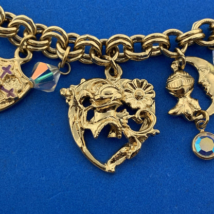 Kirks Folly Gold Tone Crystal Knights Medieval Times Charm Necklace/Bracelet